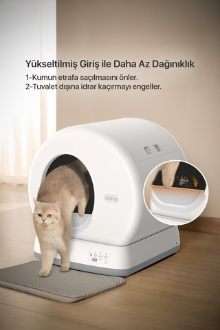 C10 Pro Kameralı Otomatik Akıllı Kedi Tuvaleti İçin Aparat/buffle, Kum Sıçratma Önleyici