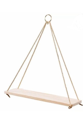 Umutpark İpli Halkalı Ahşap Duvar Raf. Açık Ceviz