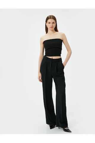 Koton Straplez Üst Kat Detaylı Ribanalı Slim Fit Siyah 4sak10698ek Siyah