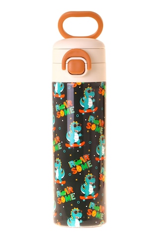 Kaukko Kids 520 Ml Dinazor Baskılı Sarı - Mavi Erkek Çocuk Çelik Termos Matara Çift İçim Kilitli Kapak - L5397