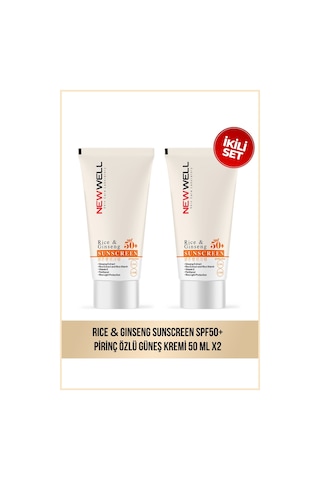 2 Adet Rice & Ginseng Sunscreen Spf50+ Pirinç Özlü Güneş Kremi 50 Ml