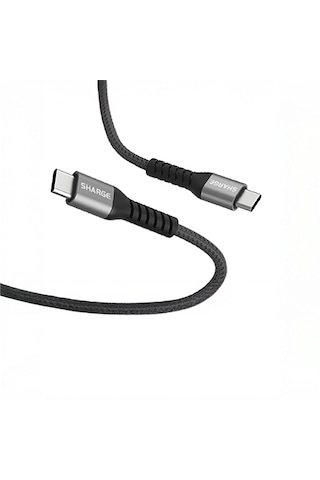 Sharge Örgülü USB-C to USB-C 240W Hızlı Şarj Kablosu - Siyah