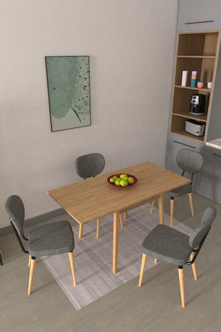 Vilinze Deniz Sandalye Avanos Ahşap Mdf Kanatlı Mutfak Masası Takımı - 70x70+70 Cmtk-avanos-07070k-nn-d33deniz-sigmagri Gri