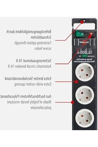 8 Li Priz - 16 A Sigorta İle Yüksek Güvenlik 0