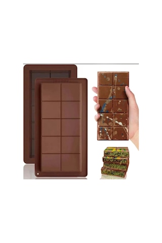 Meşhur Dubai Çikolatası Kalıbı Silikon - Büyük Tablet Çikolata Mum Kek Kalıbı Pasta Kalıbı Renkli