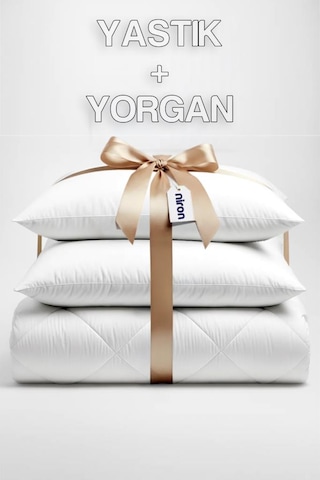 Niron Çift Kişilik Yorgan + 2 Adet Yastık Seti 195x215 Cm 4 Mevsim Mikrofiber Konfor Beyaz