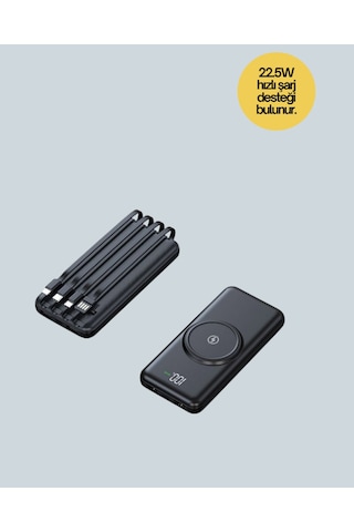 10000mah Kablosuz Ve Hızlı Şarj Destekli Powerbank - Taşınabilir Şarj Gücü Çoklu