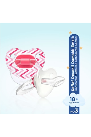 Wee Baby Şeffaf Desenli Damaklı Emzik No:3 Pembe 18+ Ay