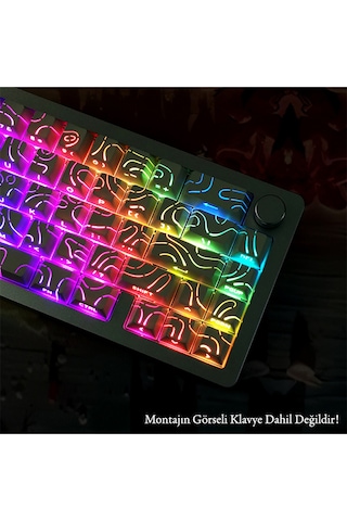 Contourline Keycaps 130 Adet Klavye Tuşu Tam Set Çatlak Işıklı Tuş Takımı