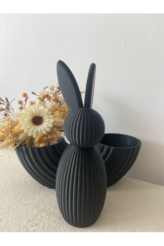 Modern Tavşan Dekoratif Obje Siyah Minimalist Tasarım