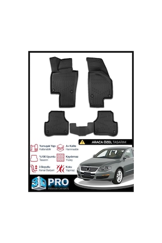 Vw Passat B6 3d Havuzlu Paspas 2005 2006 2007 2008 2009 2010 Model Kokusuz