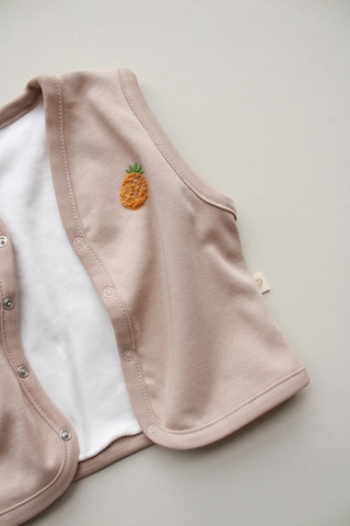 Ananas Nakışlı Çift Taraflı Yelek Vizon