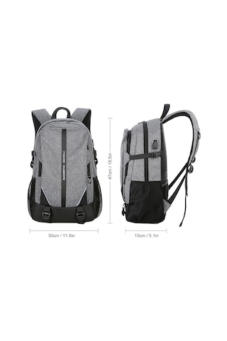 Padalink Erkek İş Seyahat Usb Şarjlı Çok Bölmeli Organize Nylon Sırt Çantası Siyah Siyah