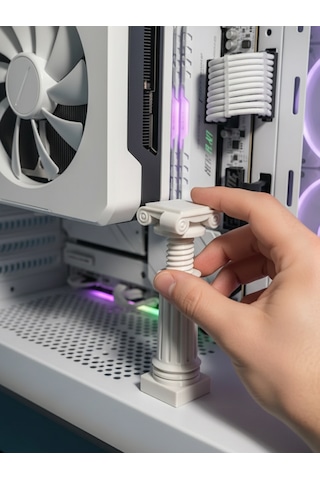 Ayarlanabilir Beyaz Granit Gpu Destek Aparatı - Ekran Kartı Tutucu Sarkma Önleyici Stand - Gpu Support