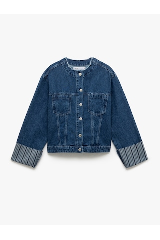 Koton Çift Cepli Bisiklet Yaka Kolları Katlı Düğmeli Denim Ceket Koyu İndigo 5sal50029md Dark Indigo İndigo