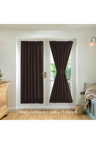 Vkemall 2 Adet Kahverengi Gölgeli Perde Seti - 63x182cm, Üç Katlı Örgü, Isı Ve Gürültü Yalıtımı, Makine Yıkama Uygun, Ayna Kordonlu Kahverengi