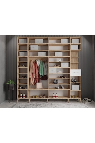 Açelya Portmanto Vestiyer Meşe Beyaz  M9-270 cm