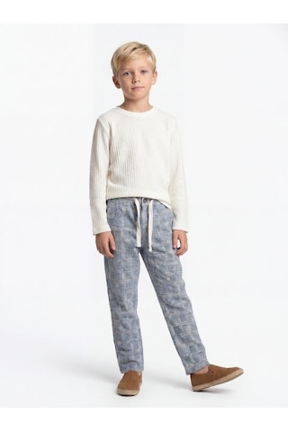 Zekids Erkek Çocuk Tasarım Uzun Kollu T-shirt-17146 Beyaz