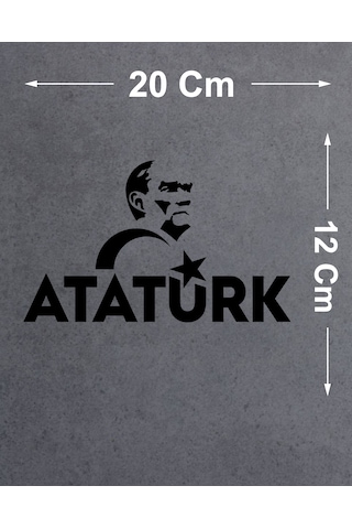Atatürk Ve Ay Yıldız Sticker - Araba Oto Motosiklet Karavan Araç Cam Sticker - 00347 20x12 Cm