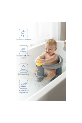Babyjem - Önden Açılır Banyo & Mama Oturağı Gri