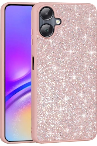 Zore Galaxy Uyumlu A06 Kılıf Parlak Taşlı Tasarım Sys Pırlanta Kapak - Pembe Pembe