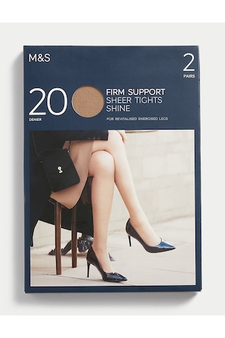 Marks & Spencer Yüksek Sıkılıkta 2'li 20 Denye Külotlu Çorap Seti T60004530 Bej