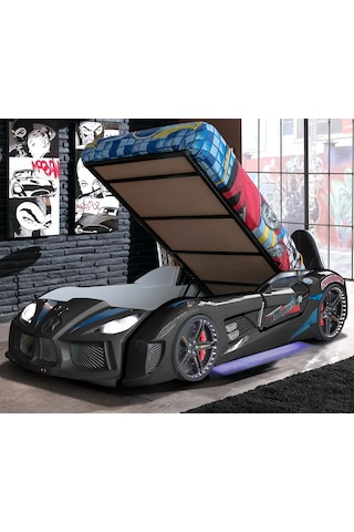 Arabalı Yatak, Audi Bazalı Kapıları Açılabilen Koltuklu Full Ledli Arabalı Yatak