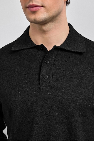 Back And Bond Siyah Relaxed Fit Polo Yaka Triko Kazak