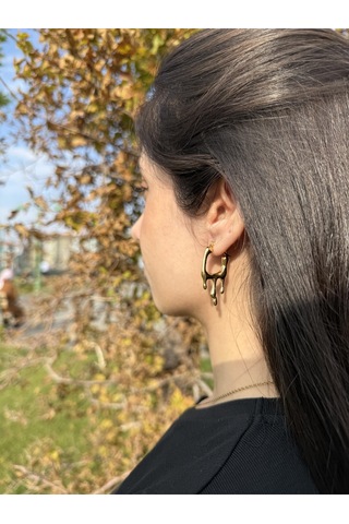 Melted Gold Hoop Küpe Altın