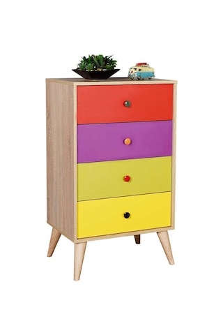 Rainbow 4 Çekmeceli Şifonyer - Sonoma-renkli 60x104x45 Cm Gxyxd