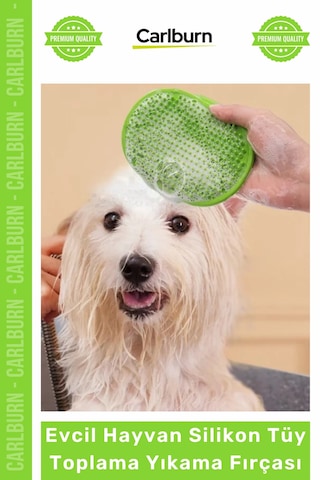 Petshopkedi Köpek Masaj Etkili Tüy Alıcı Tarak Evcil Hayvan Silikon Tüy Toplama Yıkama Fırçası