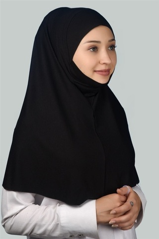 Altobeh Hazır Türban Peçeli Pratik Eşarp Tesettür Nikaplı Hijab - Namaz Örtüsü Sufle (XL) - SİYAH