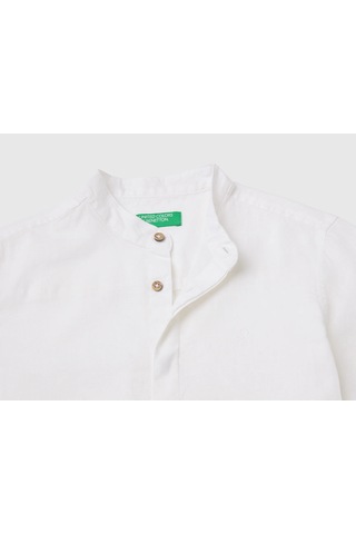 United Colors Of Benetton Keten Karışımlı Çocuk Gömlek Beyaz