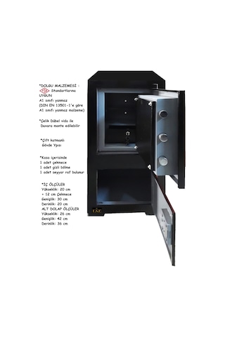 Ev Ve Ofis Tipi Çelik Para Kasası 85 Cm 50 Kg Güvenli Para Kasası