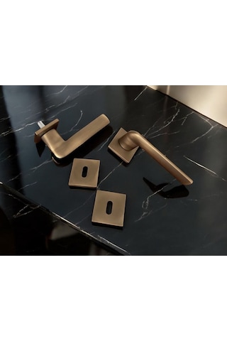 Cloud Gate Mat Antik Sarı Kare Rozetli Oda Kapı Kolu 1 Takım