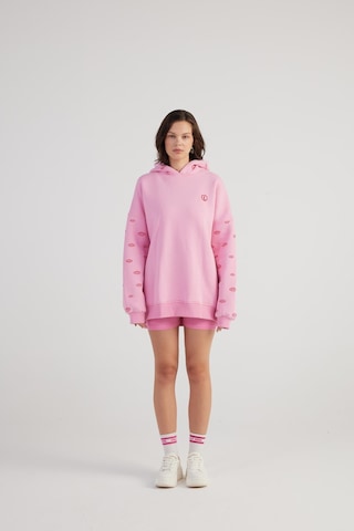 Holly Lolly Oversize Kapüşonlu Unisex Eye Sweat Pembe