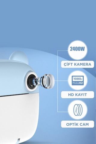 Torima TRM-CMR14 Dijital Video Kayıt Fotoğraf Çocuk Kamerası Termal Baskılı Yazıcı Mavi