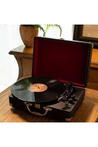 Nostaljik Pikap Hoparlörlü Çantalı Pikap Vintage Plak Çalar Bluetooth/aux In/rca/ 1800hah Pil