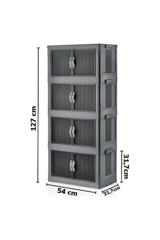 Piev Çok Amaçlı Kapaklı İstiflenebilir Organizer Dolap 4 Lü Antrasit