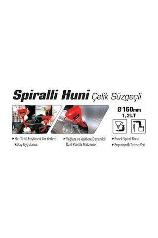 Sgs Spiralli Huni Çelik Süzgeçli Yakıt Hunisi Yağ Hunisi