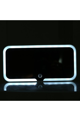 Qingmipy Araç Led Aynalı Makyaj Aydınlatmalı Güneşlik - 3 Renk Aydınlatma, Şarj Kablolu Beyaz