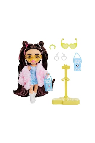 Minis Extra Esmer Saçlı Pembe Kürklü 14 Cm