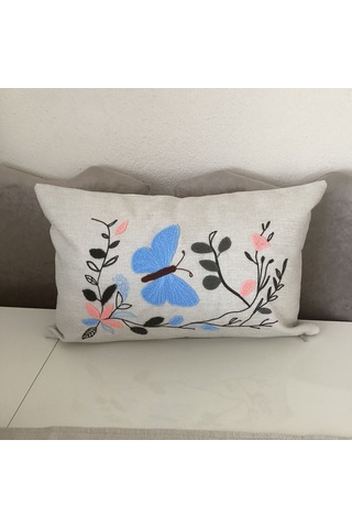 Punch İşlemeli Kelebek Desenli Dekoratif Kırlent Kılıfı Takım Karışık/Çok Renkli