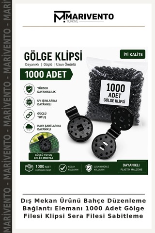Dış Mekan Ürünü Bahçe Düzenleme Bağlantı Elemanı 1000 Adet Gölge Filesi Klipsi Sera Filesi Sabitleme