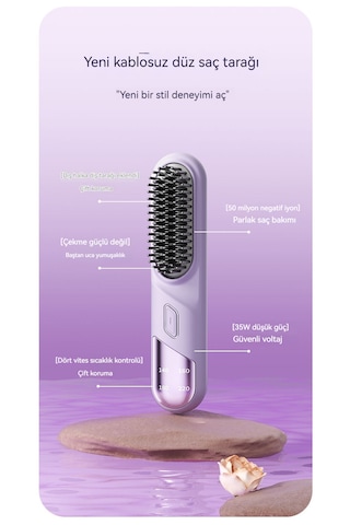 Mini Şarjlı Düzleştirme Tarak Negatif İyon Saç Bakımı-siyah