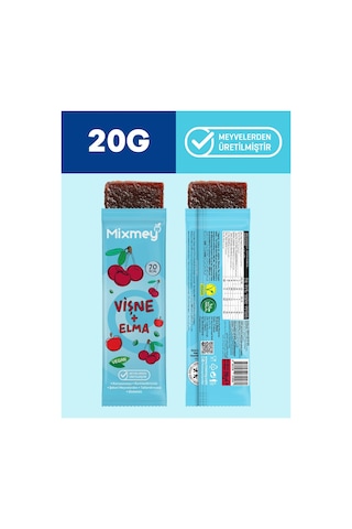 Mixmey Vişne Meyve Barı 24 Adet | Atıştırmalıklar – Vegan, Glutensiz, Koruyucusuz (20GR X 24 ADET)