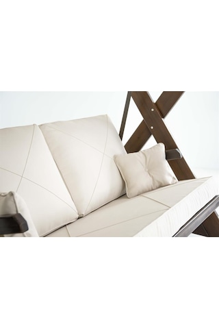 Holox Ladin Ahşap Salıncak Dış Mekan Bahçe, Teras Salıncağı -krem Krem