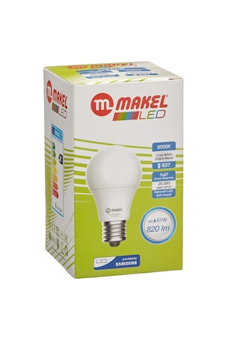 Makel Led Ampul, 8 W, 6500 K, Soğuk Beyaz 1 Adet
