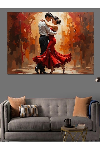 Tutkulu Tango Dans Eden Çift Dekoratif Kanvas - Mdf Ahşap Tablo