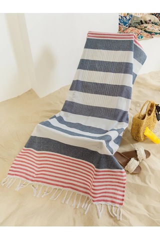 Gang Büyük Plaj Havlusu 90x180 Cm Pamuk Hint 391927931 Bej